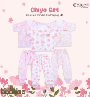 Baju Pendek Neci + Celana Panjang Chiyo Girl BK 0-3