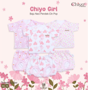 Baju Pendek Neci + Celana Pop Chiyo Girl 0-3