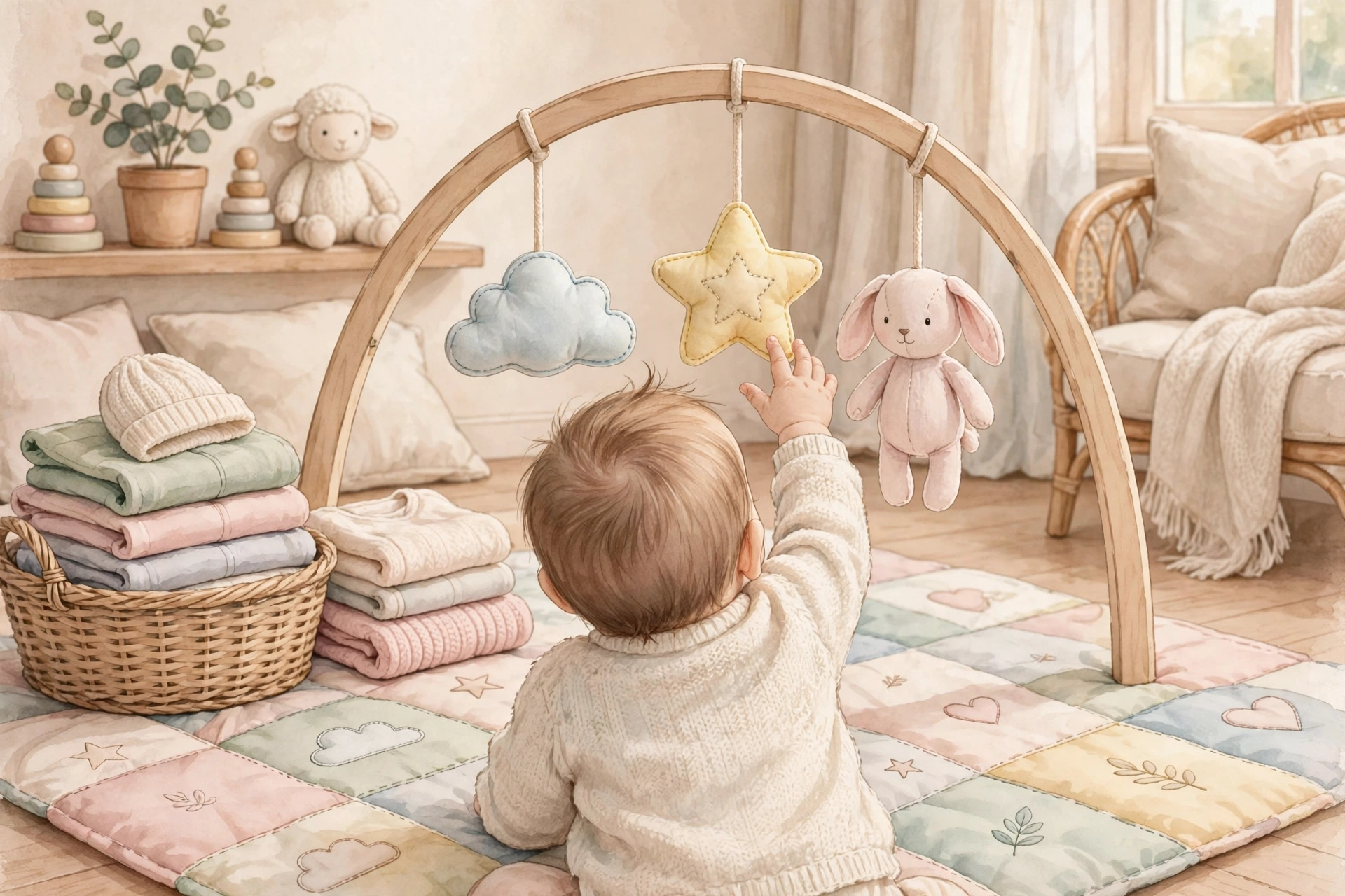 Ilustrasi baby gym bayi