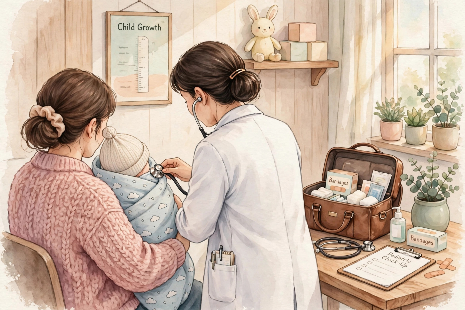 Ilustrasi pemeriksaan bayi oleh dokter anak